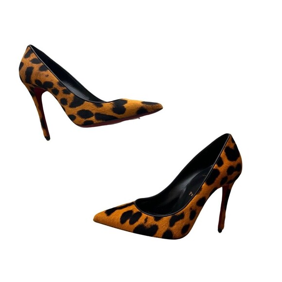 CHRISTIAN LOUBOUTIN Calf Hair Leopard Kate 100 Pumps EU 37 US 7 Spicy - Picture 6 of 13